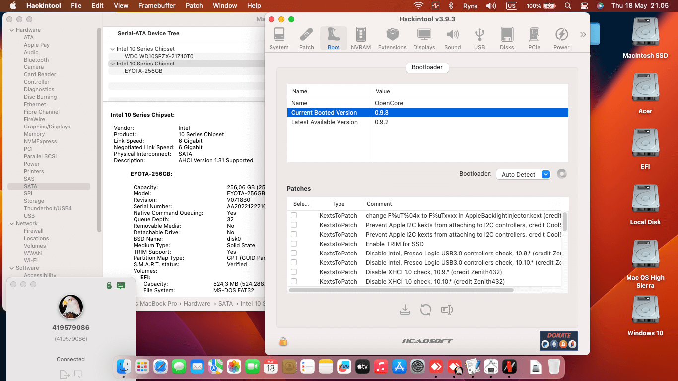 Acer Aspire E5 476G 56VN [KabyLake R   Intel UHD 620 + I2C]   OpenCore 1